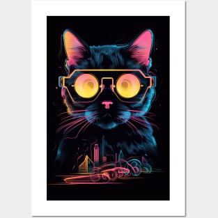 Cyber Nerd Cat Posters and Art